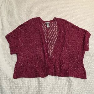 Magenta sequin shrug